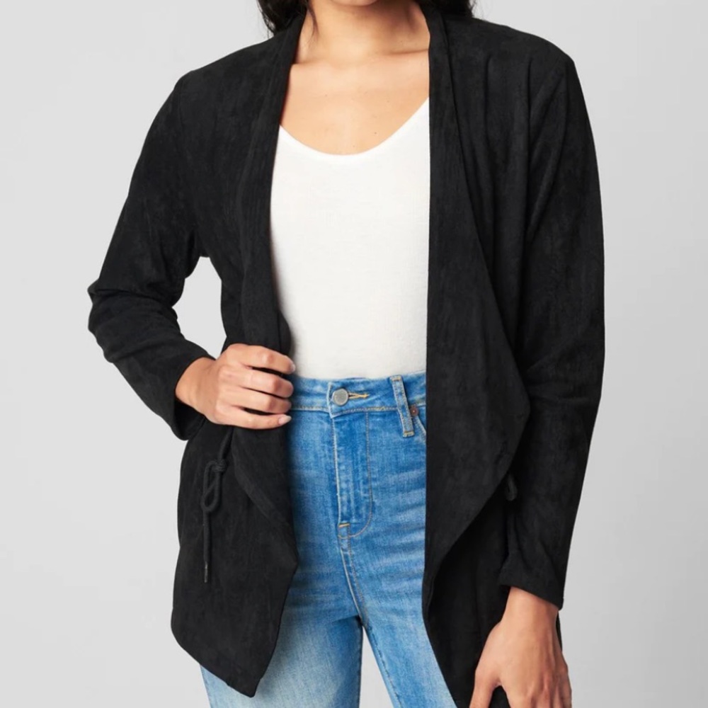 Blank NYC Domino Faux Suede Drapey Jacket In Black
